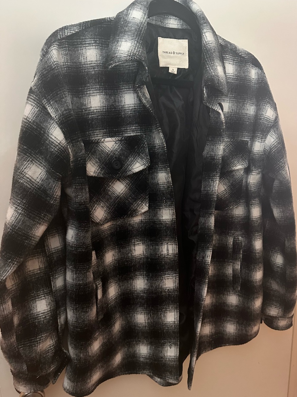 Thread & Supply Black and White Plaid Shacket